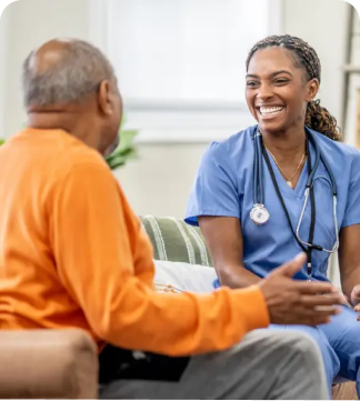 Healthcare professional with patient